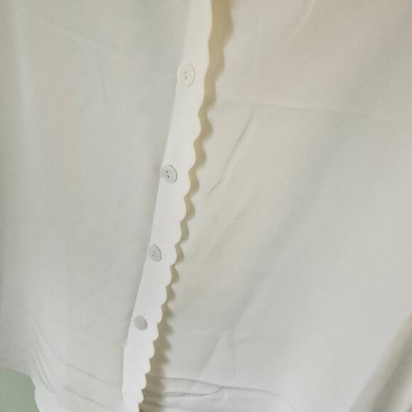 VINTAGE Starington 1980s 80s Twee Coquette White Blouse w/ Scallop Trim Size 10 - Picture 6 of 12